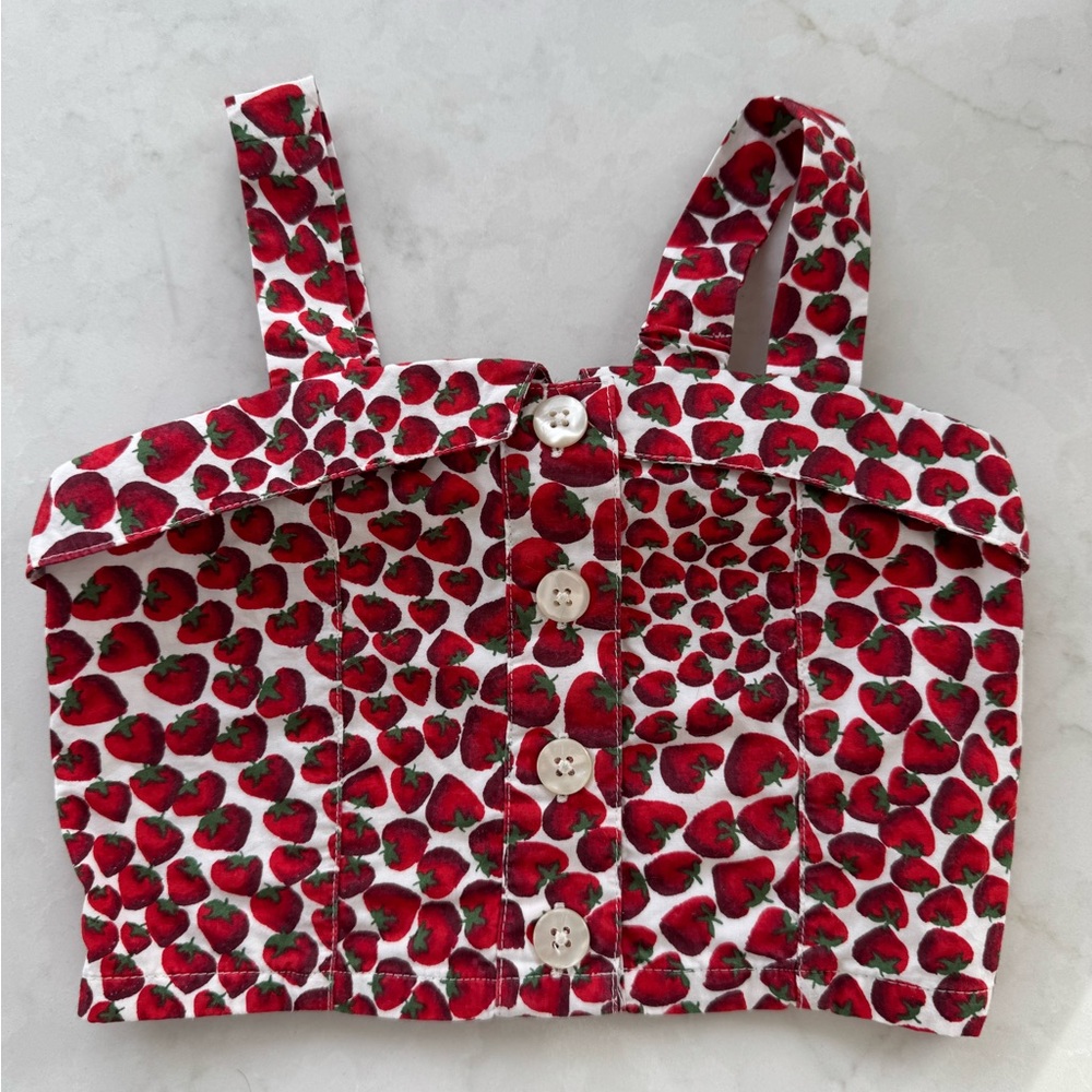 J. Crew Red Strawberry Print Tank Top